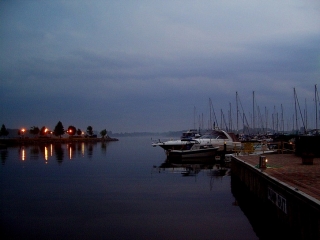 Gananoque marina after sunset.
