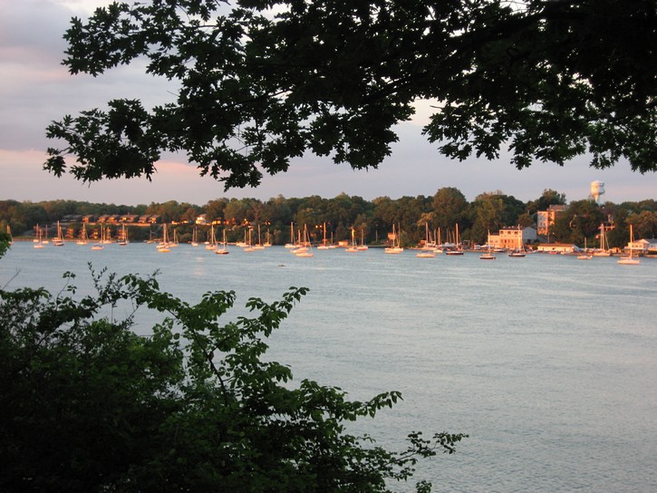 sailboats moored in the Niagara Rive