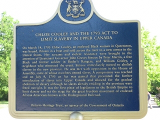 historical plaque about the Act to limit slavery in Upper Canada
