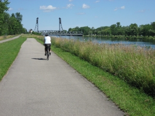 Cycling next to a waterway