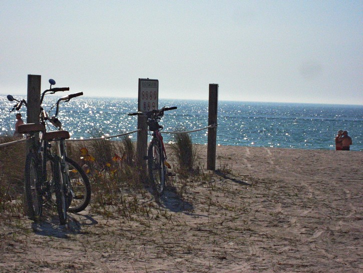 Bicycles on beach on Anna Maria Island.