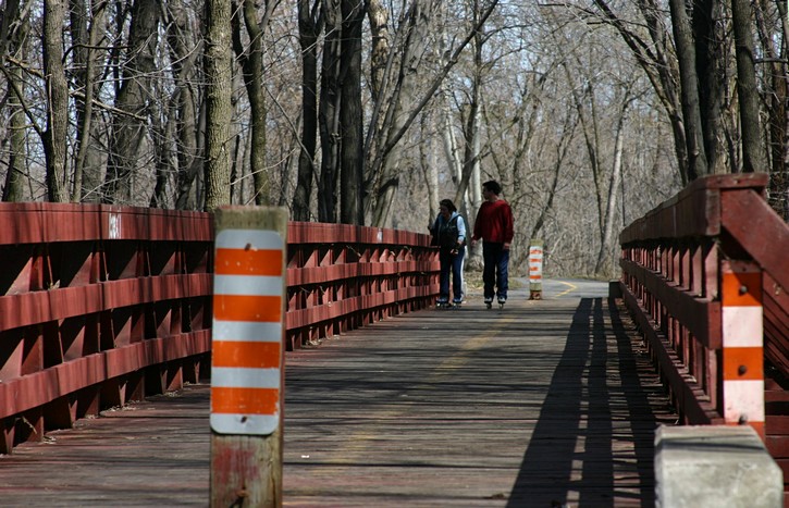 wooden bridge on the  Vogageurs Pathway