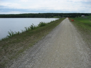 weir at the Choinière Reservoir