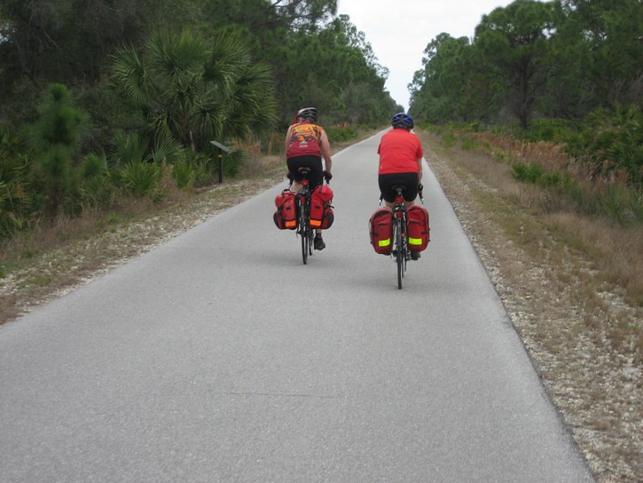 tow touring cyclists on the Legacy Trail