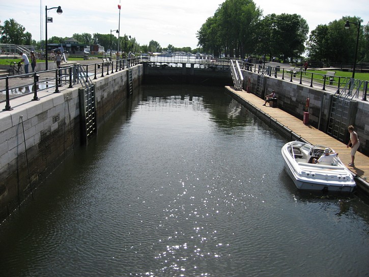 boat in Locks on the Lachine Canal.