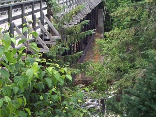 wooden bridge on the P’tit train du Nord