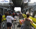 Cyclists boarding ferry to Levis.