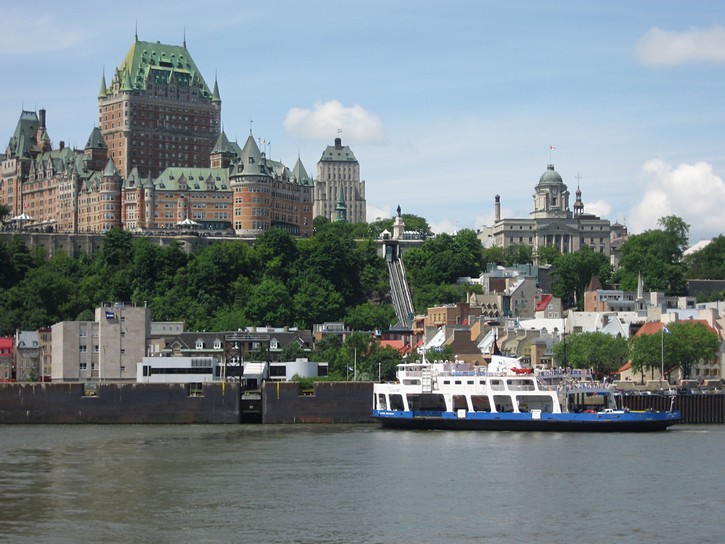 view of the Château Frontenac from the water