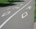 path with separate lanes for cyclists and pedestrians
