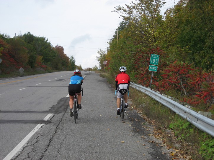 cycling on highway 105 in Quebec
