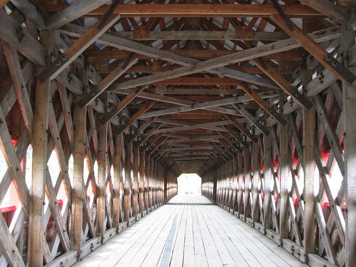 inside the Wkaefield covered bridge