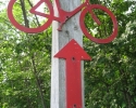 a sign for a bicycle route on Wolfe Island.